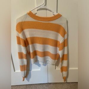H&M orange and white striped sweater